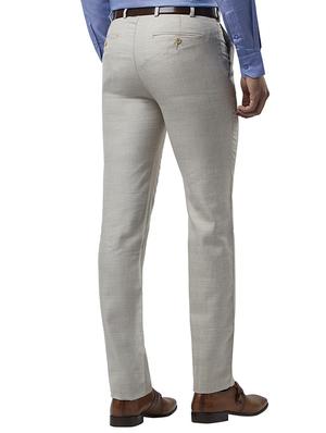 beige solid flat front formal trouser - 17504337 - Standard Image - 3