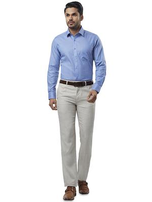 beige solid flat front formal trouser - 17504337 - Standard Image - 4