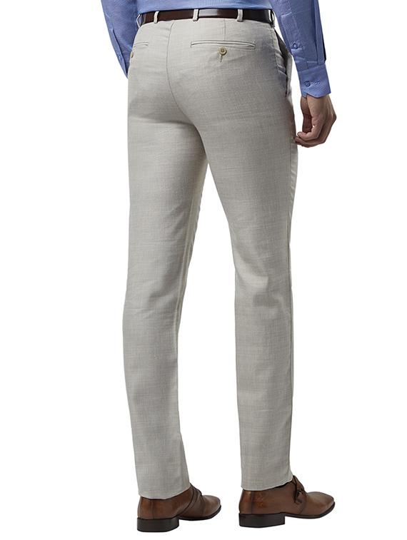 beige solid flat front formal trouser - 17504337 - Zoom Image - 3