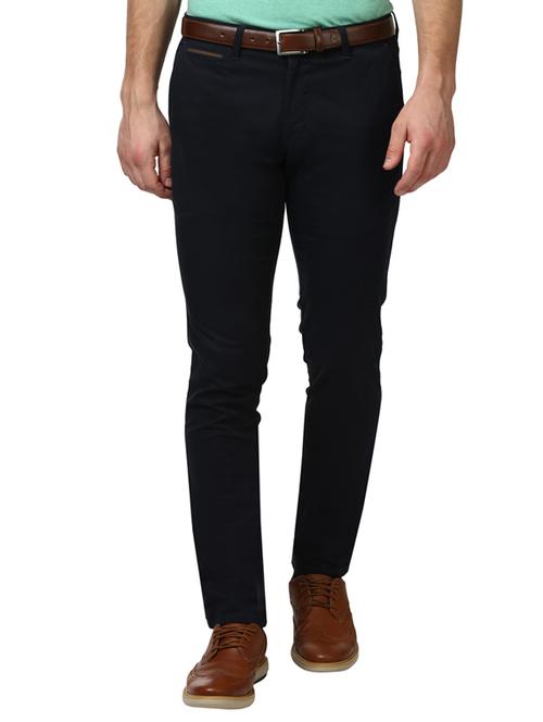 black solid flat front casual trouser - 17504354 - Standard Image - 1