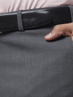 grey checkered flat front formal trouser - 17504364 - Standard Image - 5