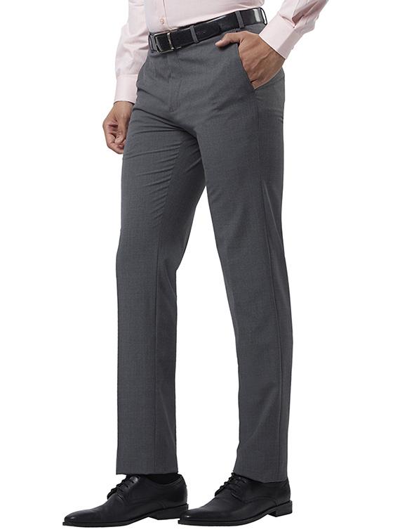 grey checkered flat front formal trouser - 17504364 - Zoom Image - 2