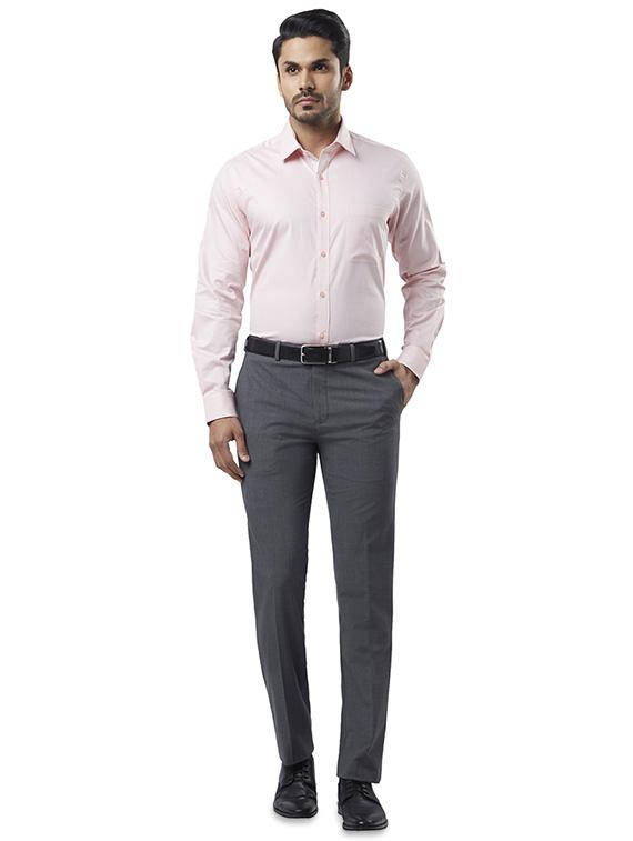 grey checkered flat front formal trouser - 17504364 - Zoom Image - 4