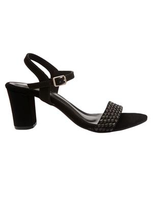 black leatherette ankle strap sandals - 17504664 - Standard Image - 2