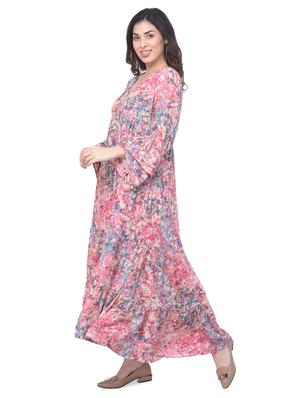 bell sleeved printed fit & flare dress - 17504755 - Standard Image - 3