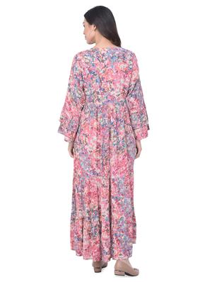 bell sleeved printed fit & flare dress - 17504755 - Standard Image - 4