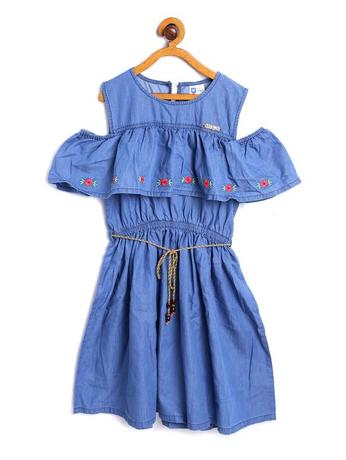 blue embroidered frock - 17504956 - Standard Image - 1