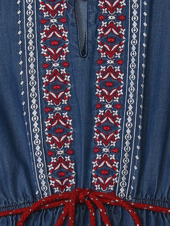blue cotton blend frock - 17505255 - Zoom Image - 3