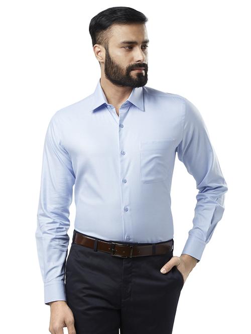 blue self design formal shirt - 17506051 - Standard Image - 1