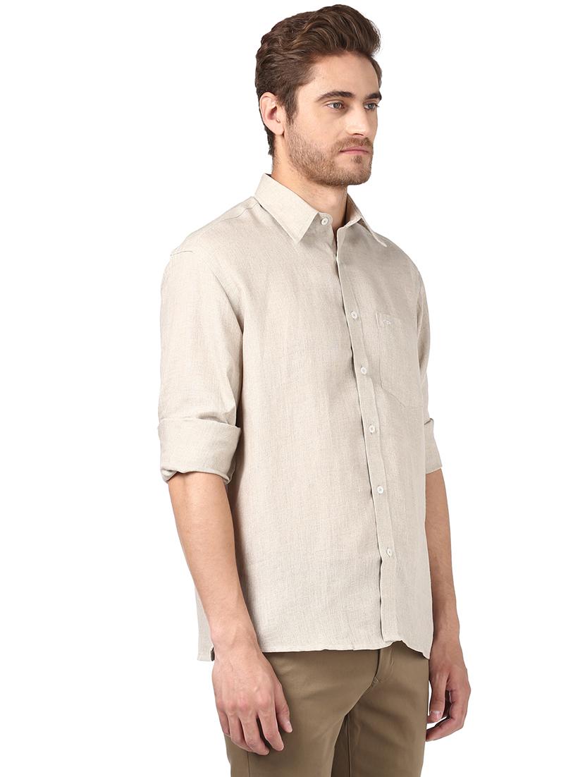beige solid linen casual shirt - 17506318 - Zoom Image - 2