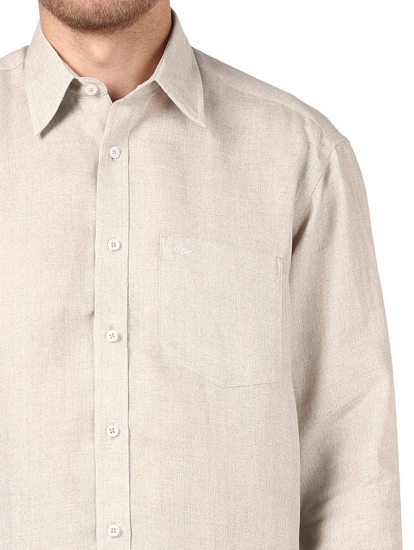 beige solid linen casual shirt - 17506318 - Zoom Image - 6