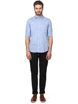 blue solid casual shirt - 17506381 - Standard Image - 5