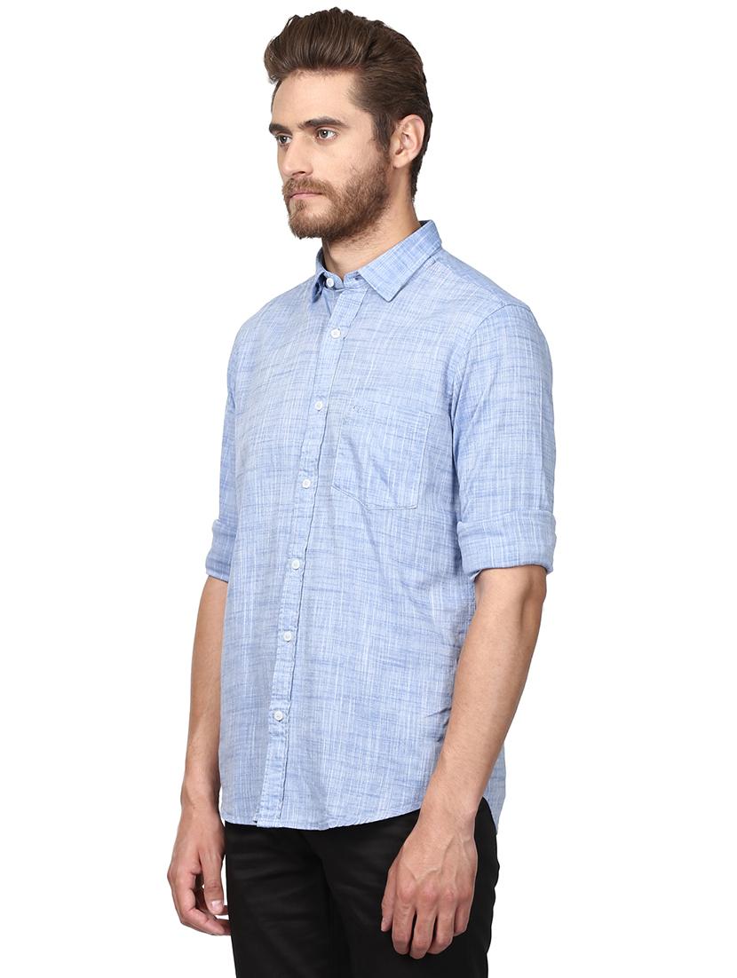 blue solid casual shirt - 17506381 - Zoom Image - 2