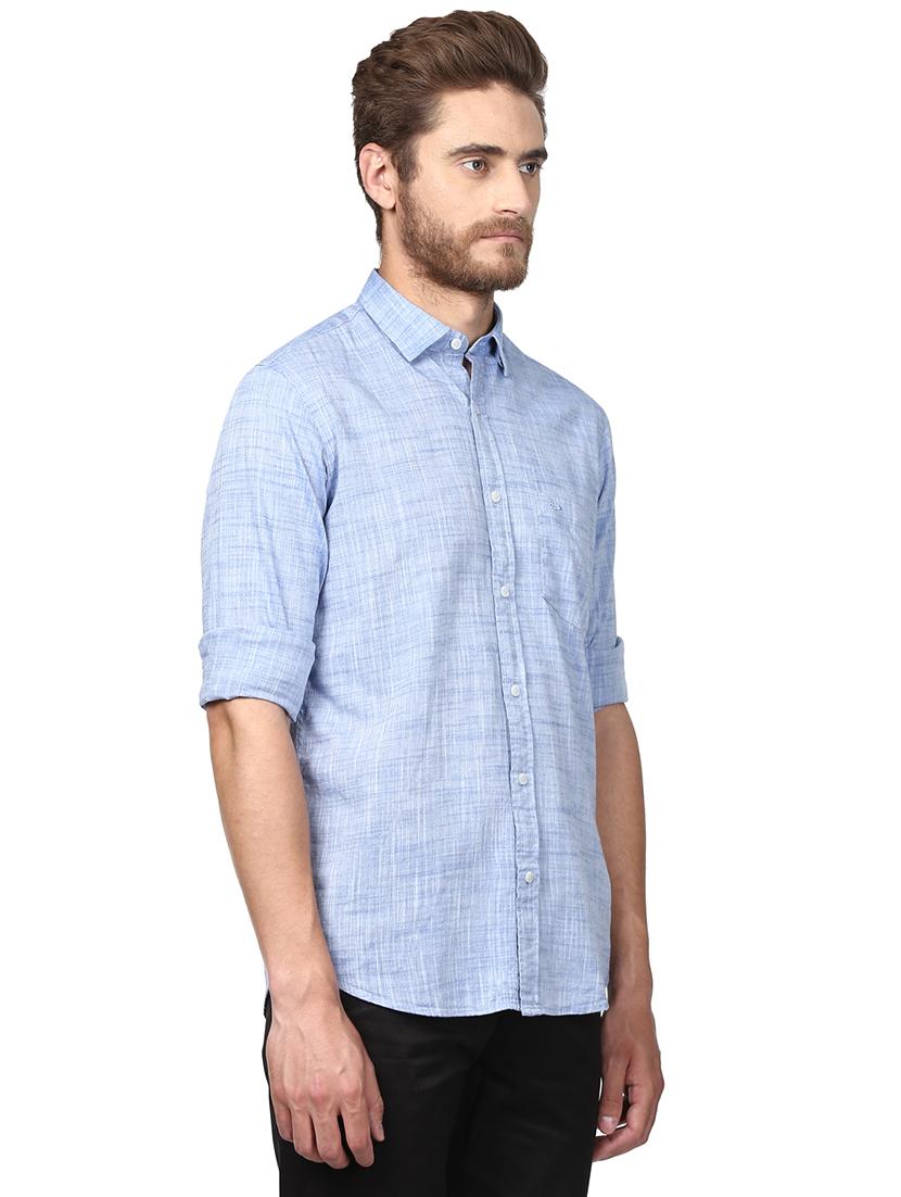 blue solid casual shirt - 17506381 - Zoom Image - 3