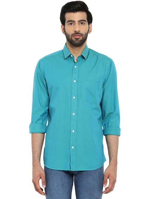 green solid casual shirt - 17506516 - Standard Image - 1