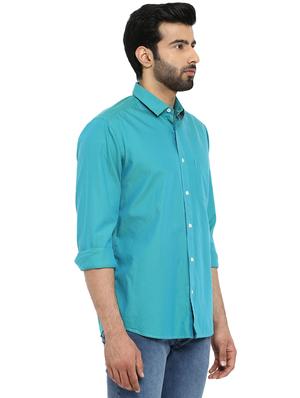 green solid casual shirt - 17506516 - Standard Image - 2
