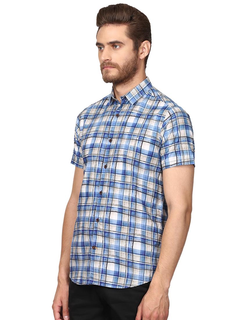 blue checkered casual shirt - 17506667 - Zoom Image - 2