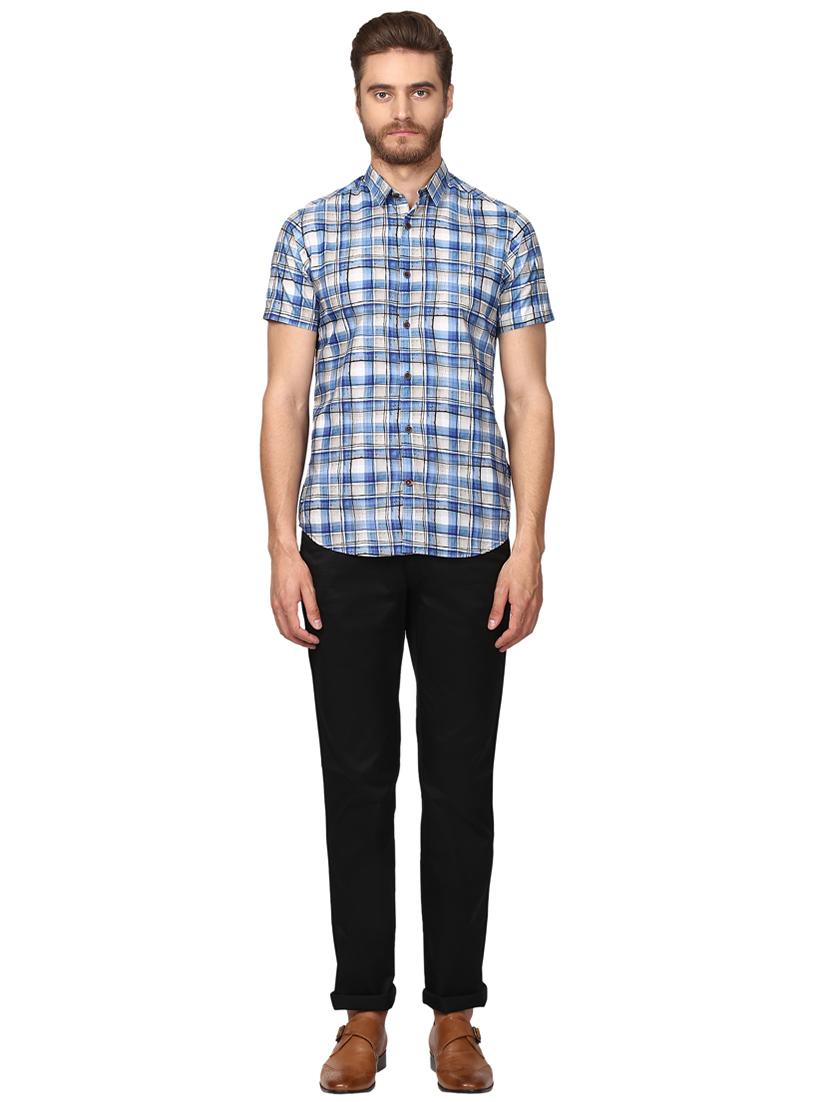 blue checkered casual shirt - 17506667 - Zoom Image - 4