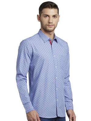 blue printed casual shirt - 17507199 - Standard Image - 2