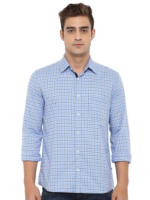 blue checkered casual shirt - 17507342 - Standard Image - 1