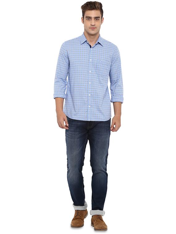 blue checkered casual shirt - 17507342 - Zoom Image - 4