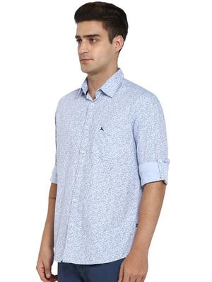 blue printed casual shirt - 17507449 - Standard Image - 2