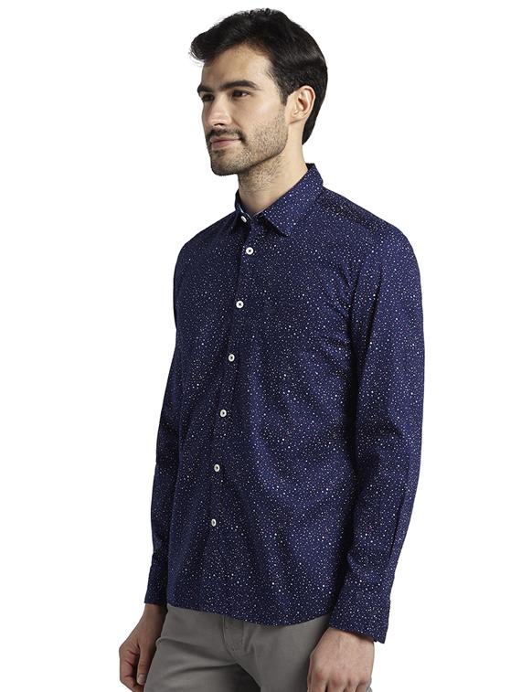navy blue printed casual shirt - 17507517 - Zoom Image - 2