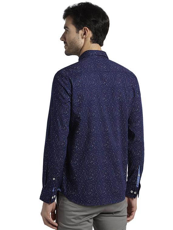 navy blue printed casual shirt - 17507517 - Zoom Image - 3