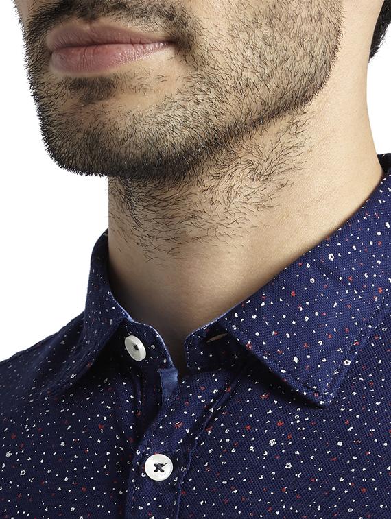 navy blue printed casual shirt - 17507517 - Zoom Image - 5