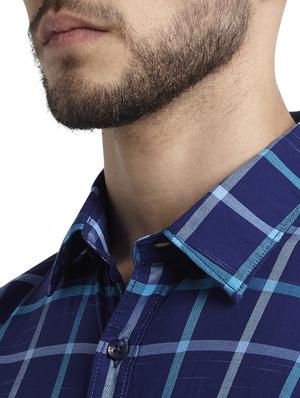 blue checkered casual shirt - 17507533 - Standard Image - 5