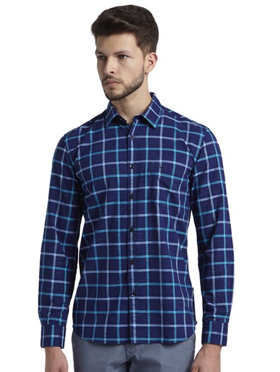 blue checkered casual shirt - 17507533 - Zoom Image - 1