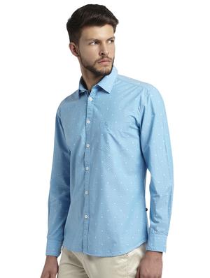 light blue printed casual shirt - 17507541 - Standard Image - 2