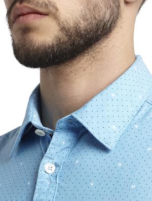 light blue printed casual shirt - 17507541 - Standard Image - 5
