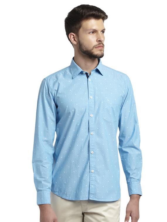 light blue printed casual shirt - 17507541 - Zoom Image - 1