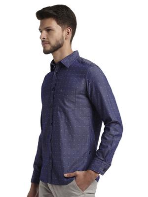 blue printed casual shirt - 17507546 - Standard Image - 2