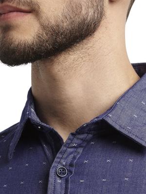 blue printed casual shirt - 17507546 - Standard Image - 5