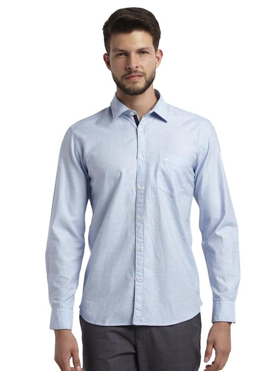 blue solid casual shirt - 17507617 - Zoom Image - 1
