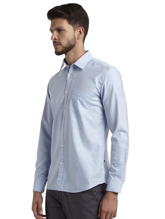 blue solid casual shirt - 17507617 - Zoom Image - 2