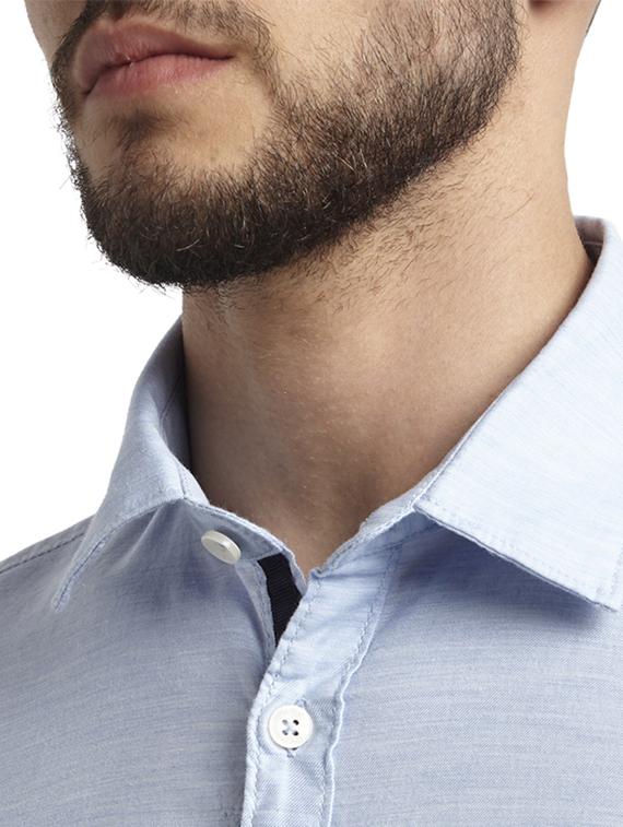 blue solid casual shirt - 17507617 - Zoom Image - 5