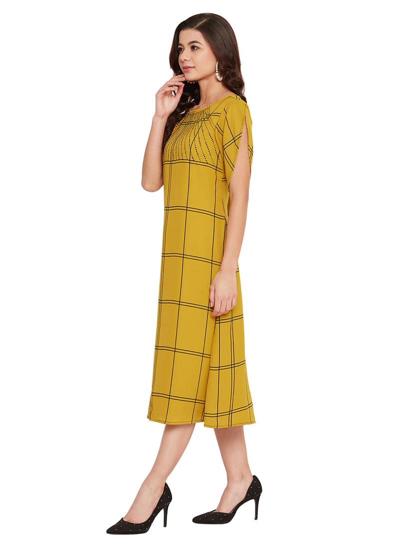 round neck checkered a-line dress - 17507986 - Zoom Image - 2