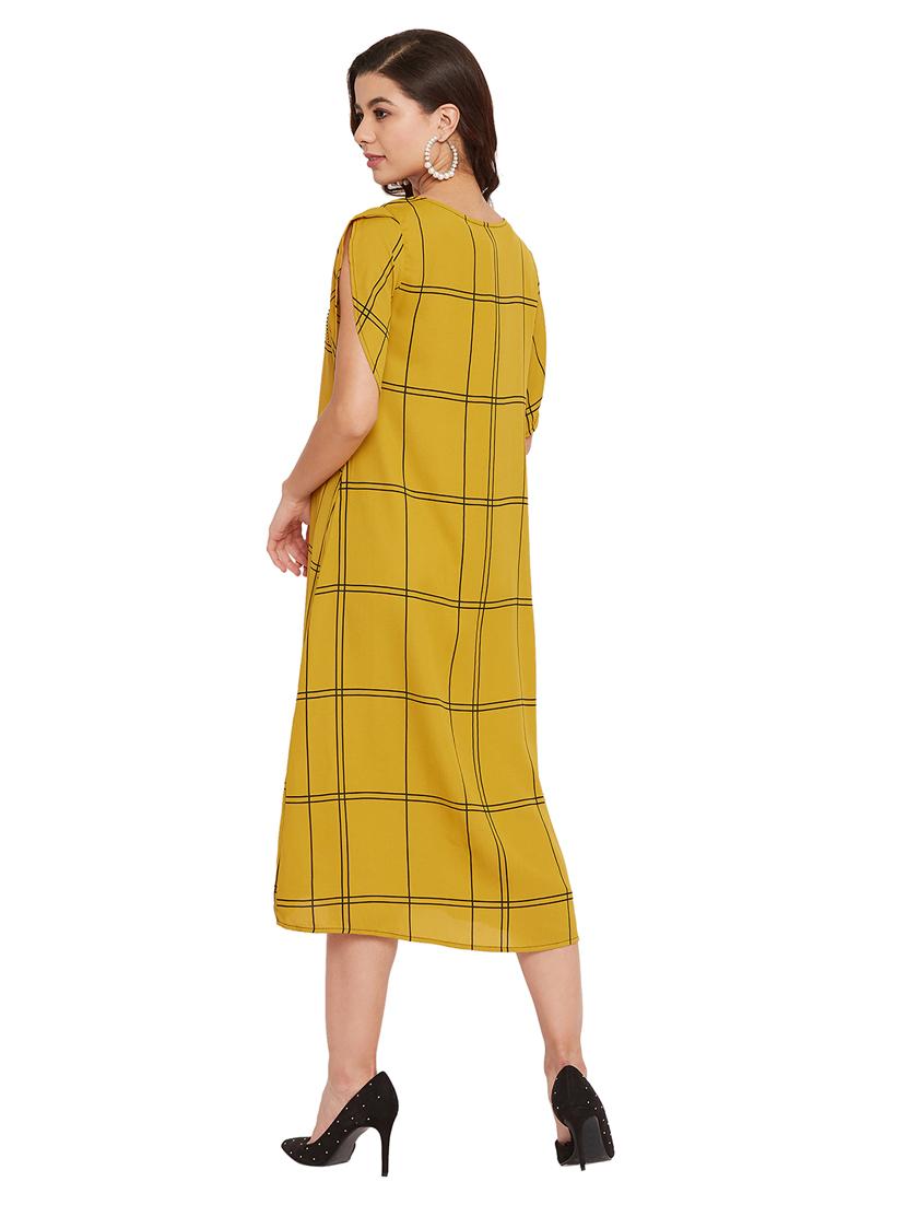 round neck checkered a-line dress - 17507986 - Zoom Image - 3