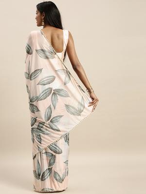 pink floral saree with blouse - 17508084 - Standard Image - 2