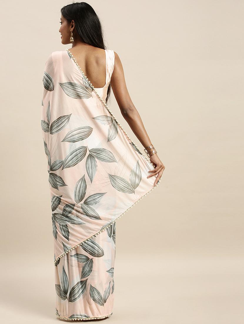 pink floral saree with blouse - 17508084 - Zoom Image - 2