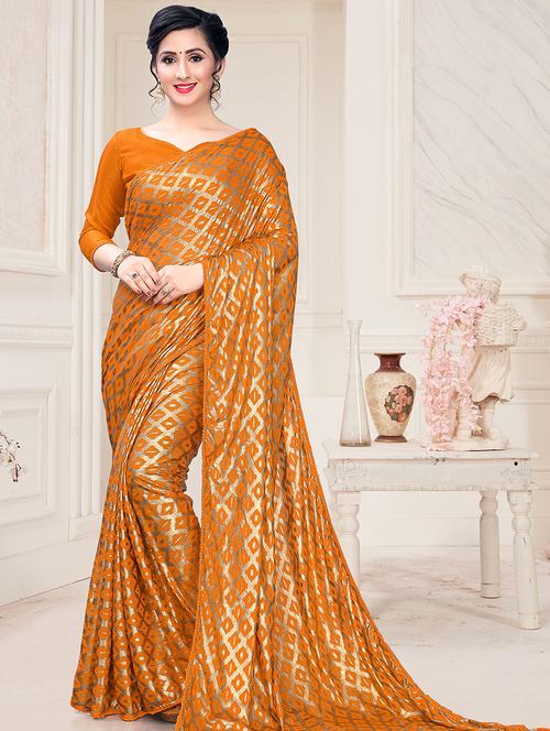 foil printed saree with blouse - 17508197 - Standard Image - 1