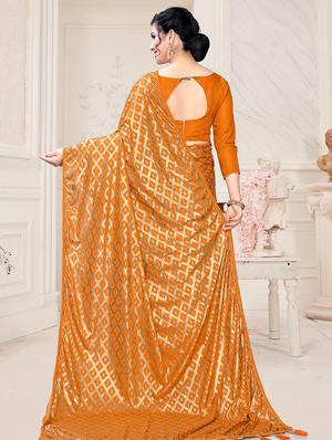 foil printed saree with blouse - 17508197 - Standard Image - 2