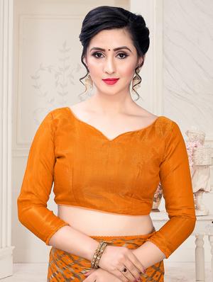 foil printed saree with blouse - 17508197 - Standard Image - 3