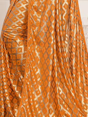 foil printed saree with blouse - 17508197 - Standard Image - 4
