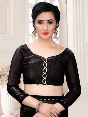 foil printed saree with blouse - 17508198 - Standard Image - 3