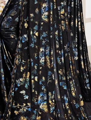 foil printed saree with blouse - 17508198 - Standard Image - 4