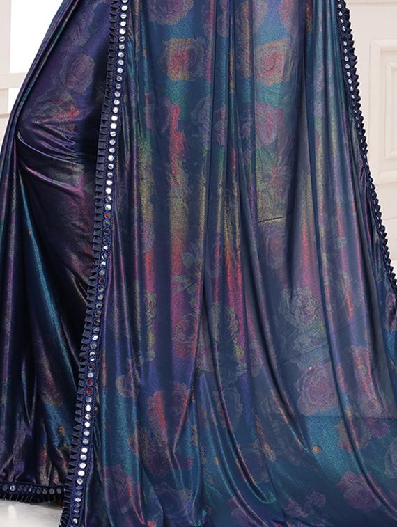 foil printed saree with blouse - 17508201 - Zoom Image - 4
